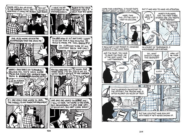 Example pages from the comics 'Maus' (1991) by Art Spiegelman, and 'Fun Home' (2006) by Alison Bechdel. Two groundbreaking comics which extensively use a highly organised, conventional panel arrangement.