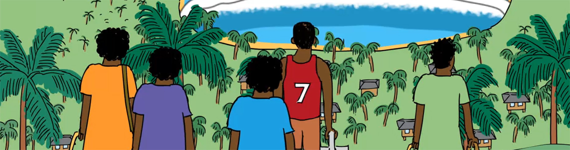Still image from an educational animation produced for school children, educating them about natural hazards.