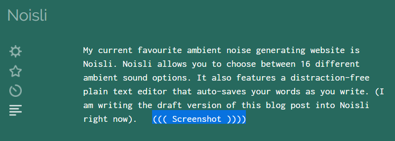 Noisli plain text editor with colourful background.