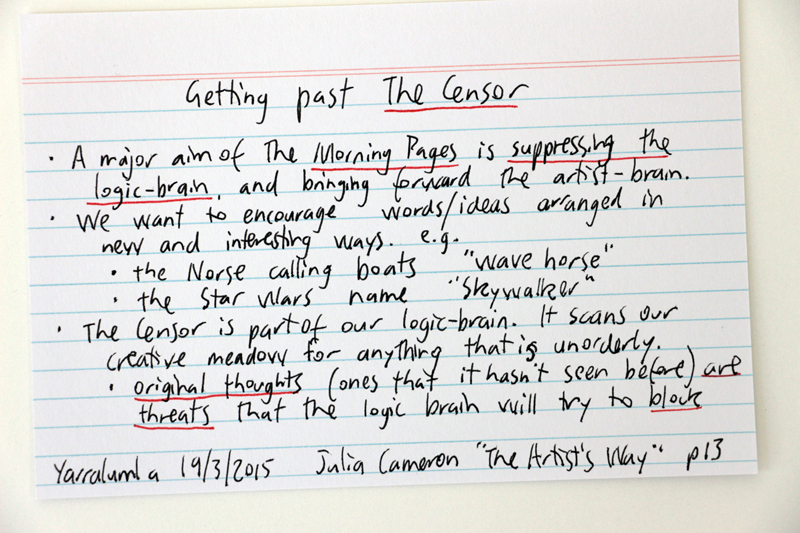 Getting past The Censor - Julia Cameron quote from The Artist's Way