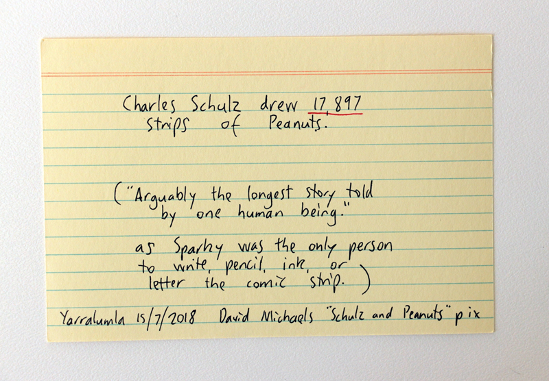 Charles Schulz drew 17,897 strips of Peanuts. David Michaelis quote about it being one of the longest-running stories ever told by a single human being.