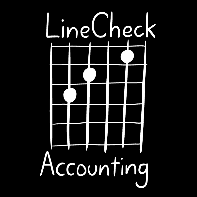 LineCheck Accounting logo - white text on black background