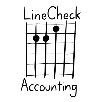 LineCheck Accounting logo - E chord guitar tab