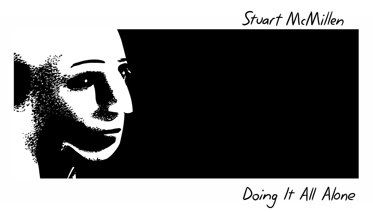 Stuart McMillen - Doing It All Alone cover. Parody of Brian Eno's "Before and After Science" album cover.