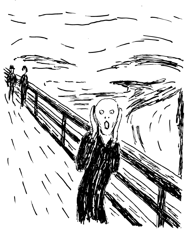 Edvard Munch - The Scream black and white cartoon
