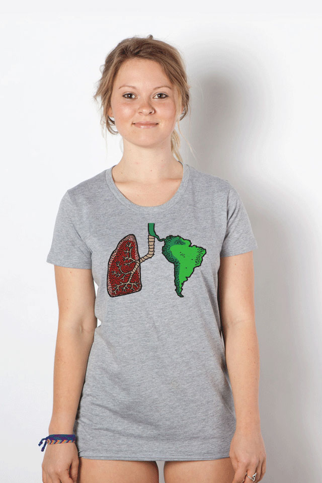 T-shirt graphic: Lung with South America Amazon female model