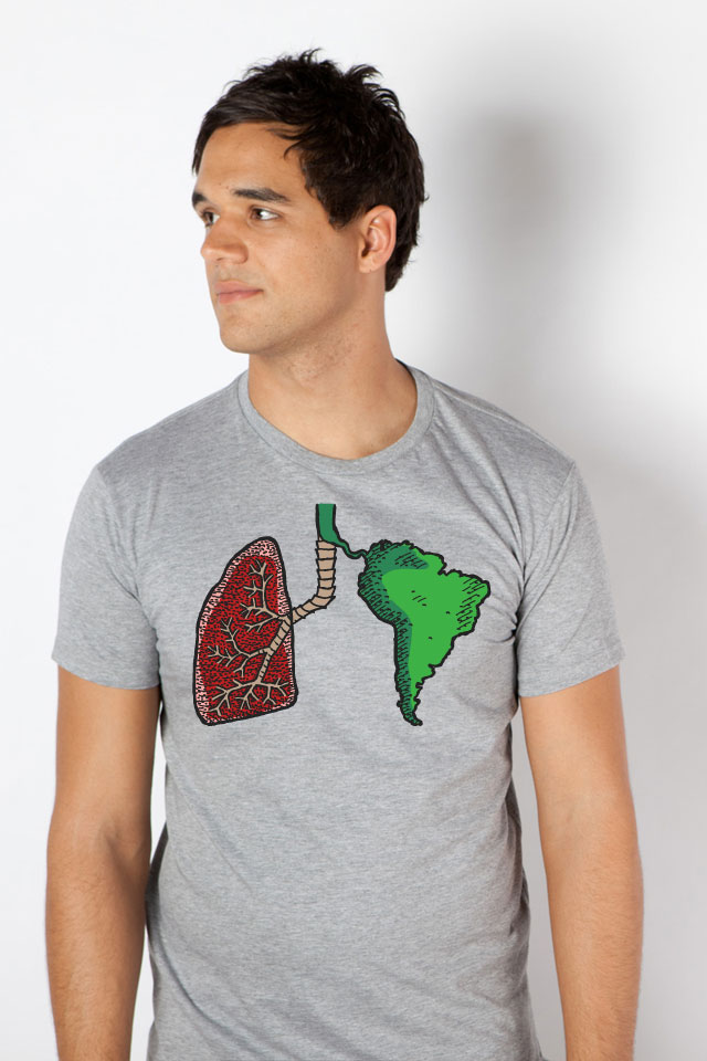 T-shirt graphic: Lung with South America Amazon male model