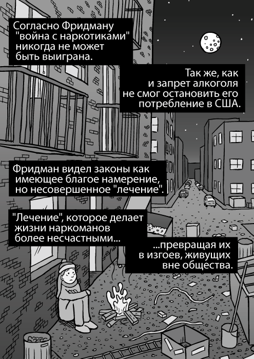 Рисунок городского переулка. Ночь, мусорные контейнеры, мусор. Изображение бездомной девушки. Городской переулок. Согласно Фридману 