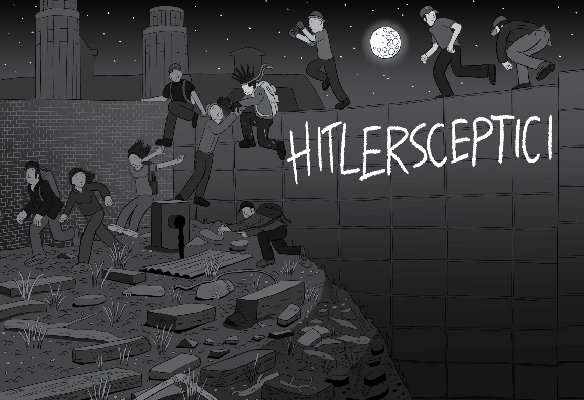 Hitlersceptici – Stuart McMillen strips. Wereldwijde actie om klimaatverandering tegen te gaan is dezer dagen ondenkbaar. In 1938 was een mondiale actie om nazi-Duitsland tegen te houden echter ook uitgesloten. De wereld was in ontkenning van Hitler.