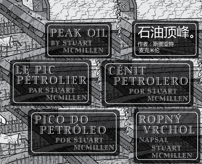 Peak Oil comic titles in multiple languages