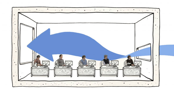 Diagram of passive adiabatic expansion from window opening size and shape.