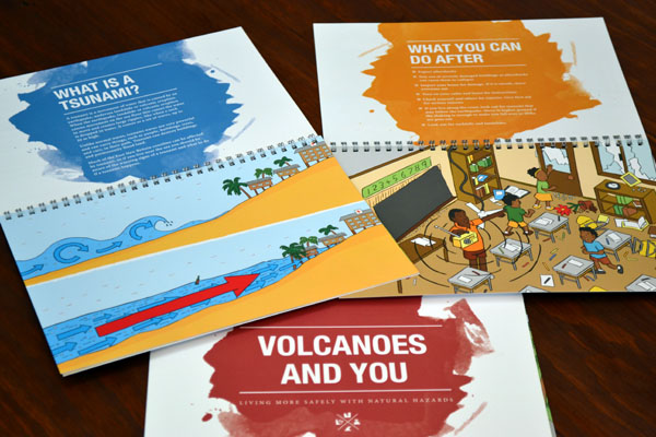 Natural Hazards by Geoscience Australia booklets featuring cartoons by Stuart McMillen.