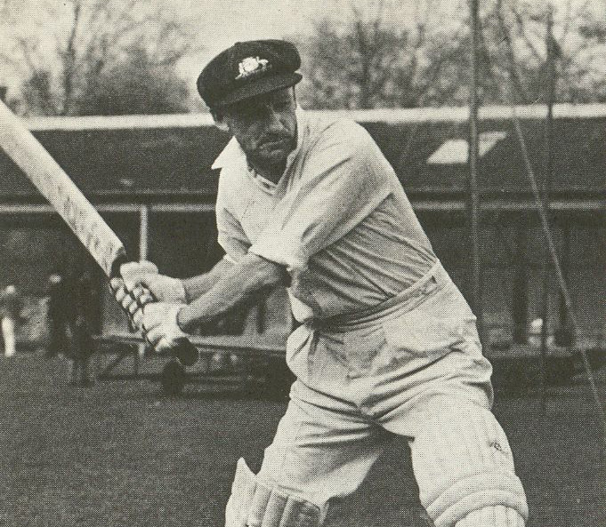 Donald Bradman batting, circa-1930s or 40s