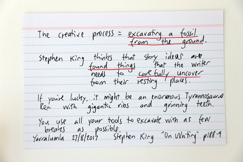 The creative process - excavating a fossil from the ground - Stephen King quote from "On Wrirting"