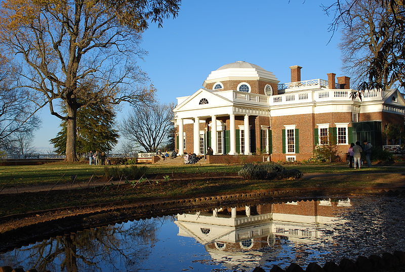 Thomas Jefferson's Monticello mansion reflected in pond