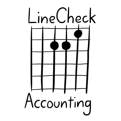 LineCheck Accounting logo - A minor chord guitar tab