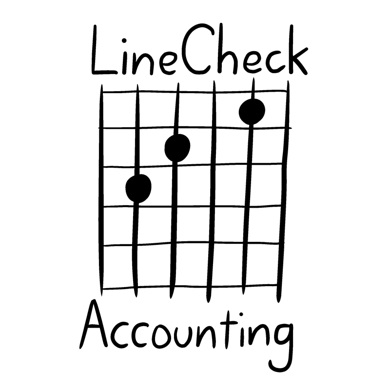 LineCheck Accounting logo - white text on white background