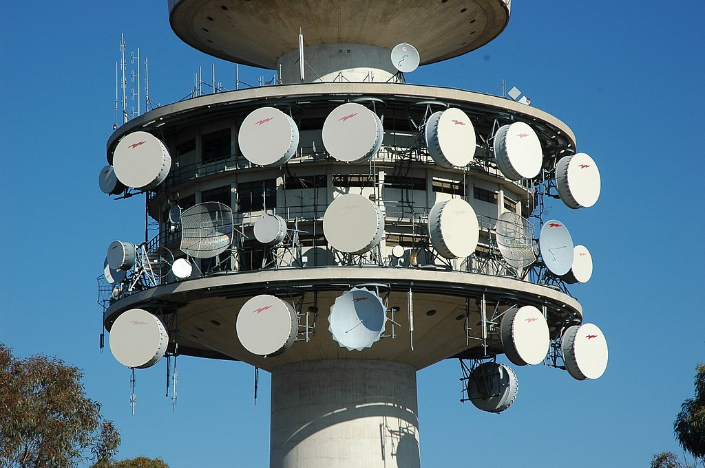 Detail of Telstra Tower microwave dishes
