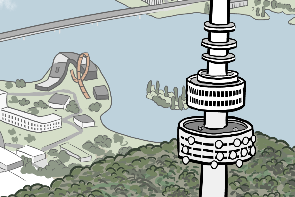 Cartoon detail of Telstra Tower, Canberra
