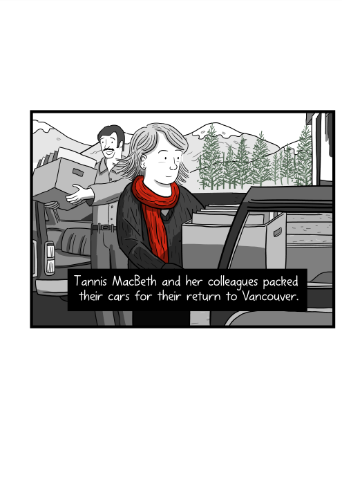 Tannis MacBeth and her colleagues packed their cars for their return to Vancouver.