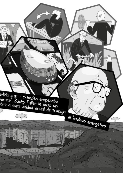 A medida que el tránsito empezaba a avanzar, Bucky Fuller le puso un nombre a esta unidad anual de trabajo. el ‘esclavo energético’.