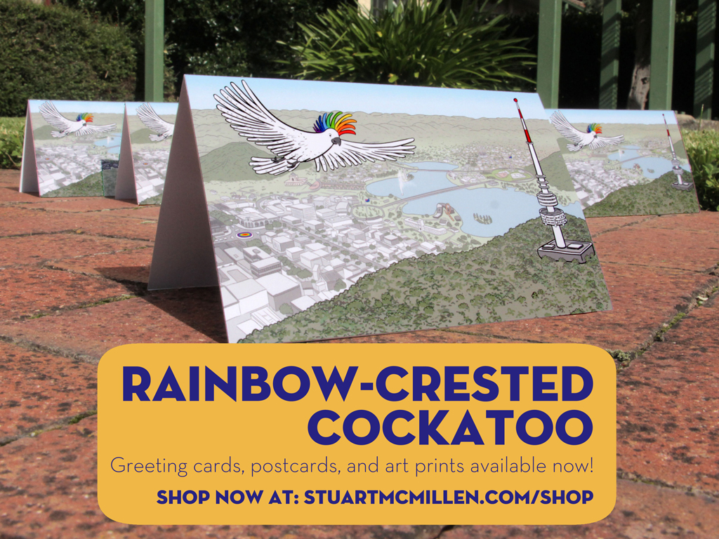 Greeting card: Rainbow-crested cockatoo