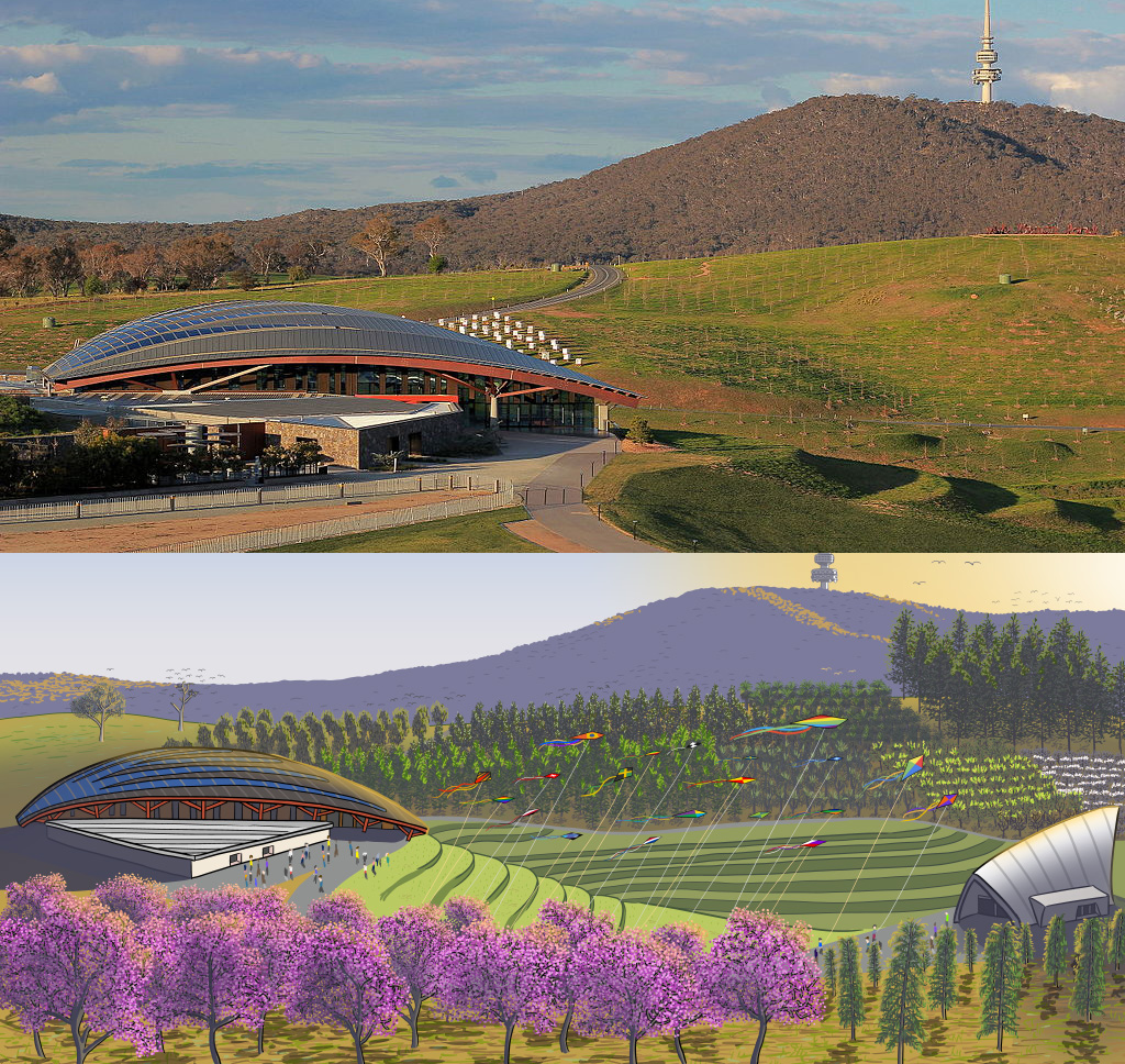 Comparison of Canberra arboretum sparse plantings versus mature trees grown imagination