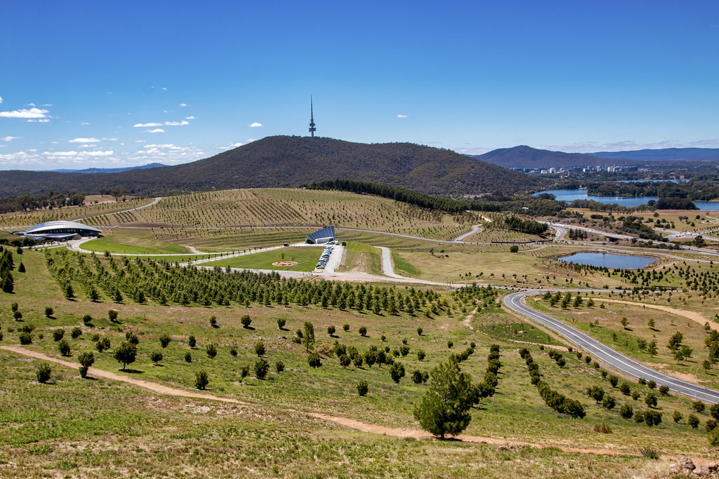 View of National Arboretum site on a hot sunny day