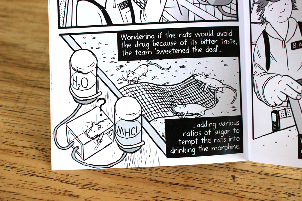 Comic book artwork: rats inside science experiment